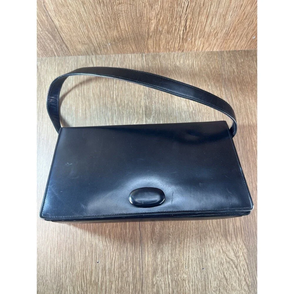 Vintage Kam Lung Co. Leather Wares Manufacturer Black Handbag